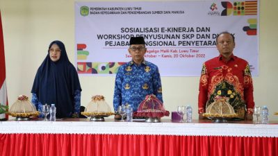 Sekda Lutim Buka Sosialisasi E-Kinerja dan Workshop Penyusunan SKP dan DUPAK