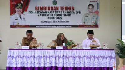 Asisten Pemerintahan dan Kesra Buka Bimtek Peningkatan Kapasitas Anggota BPD se-Lutim