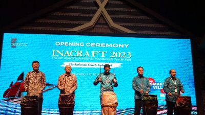 Bupati dan Ketua Dekranasda Lutim Hadiri Pembukaan INACRAFT 2023 di Jakarta